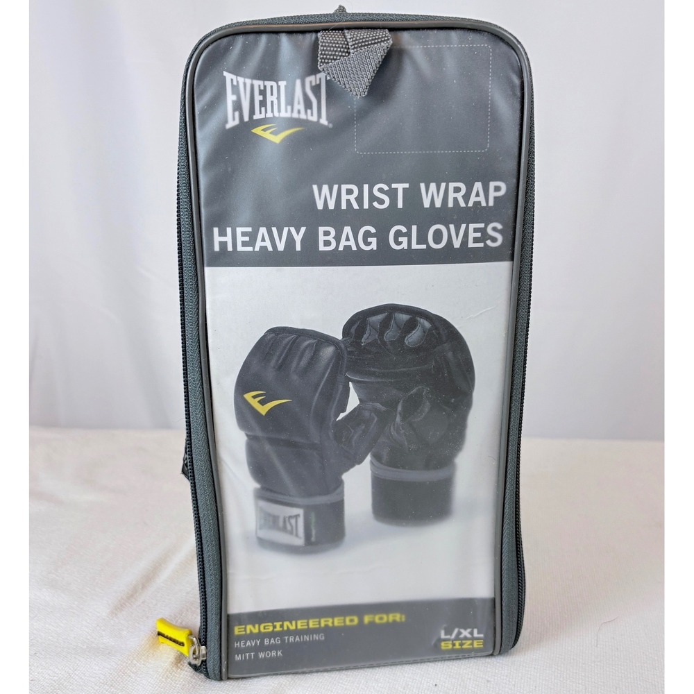 Everlast Wrist Wrap Heavy Bag Gloves Black L/XL Boxing MMA Training Mitts